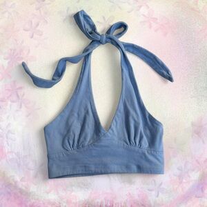 Full Tilt blue halter crop top